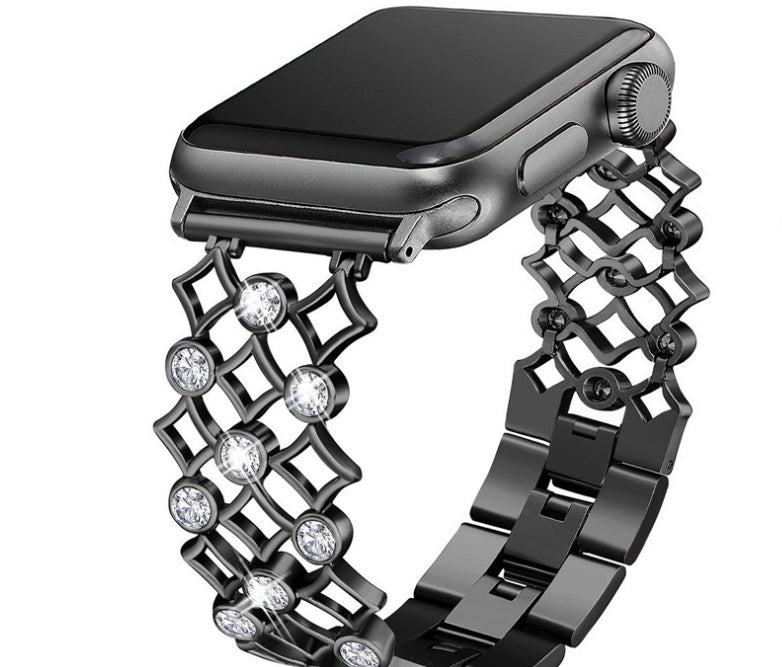 Stainless Steel Diamond Yuanbao Steel Band Chain Watch Band
