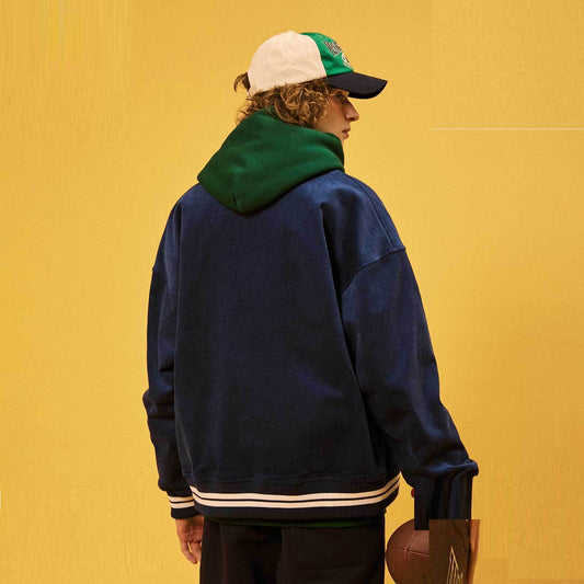 Towel Embroidered Vintage Corduroy Bomber Suit Reflective Stripe Lapel Coat