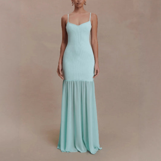 Womens Slim-Fit Stretchy Spliced Bodycon Slip Dress
