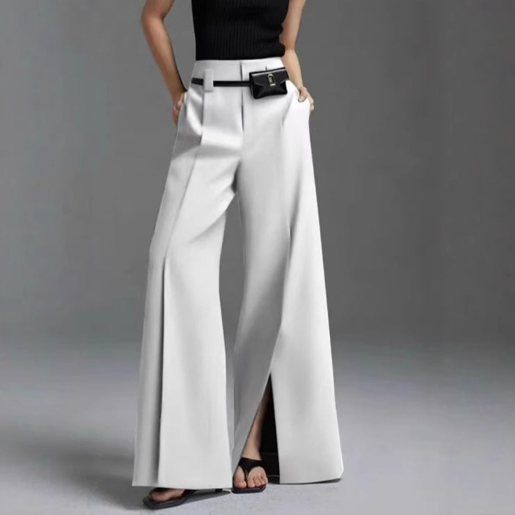 Casual Trousers Split Flared Pants Excluding Belt Waist Bag