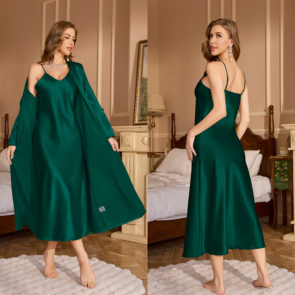 Women's Loose Robe With Suspender Nightgown