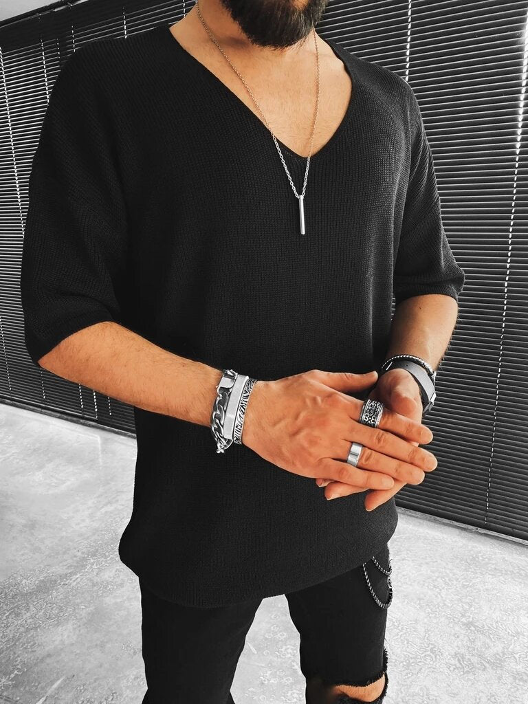 Spring And Summer New V-Neck Short-Sleeved Men's Sweater