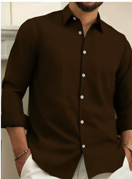 Cotton And Linen Solid Color Men's Youth Casual Shirt