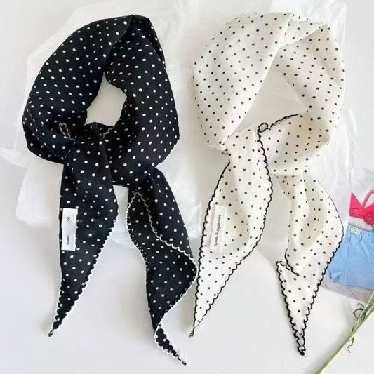 Women's Korean-style Polka Dot Scarf Triangular Binder Lace-up Waist Decorative Summer