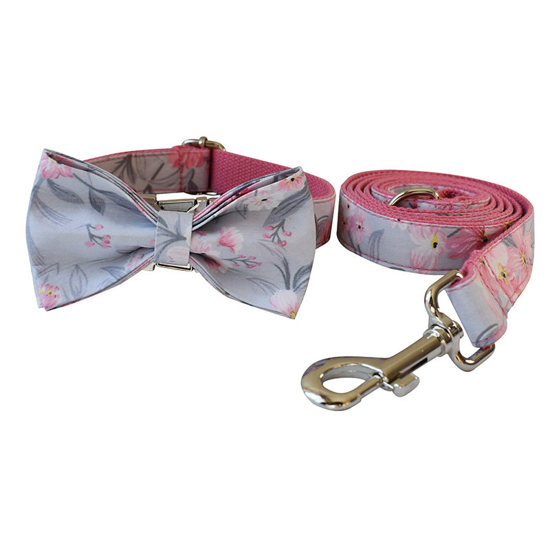 Ink Painting Print Pet Dog Collar Leash Bow