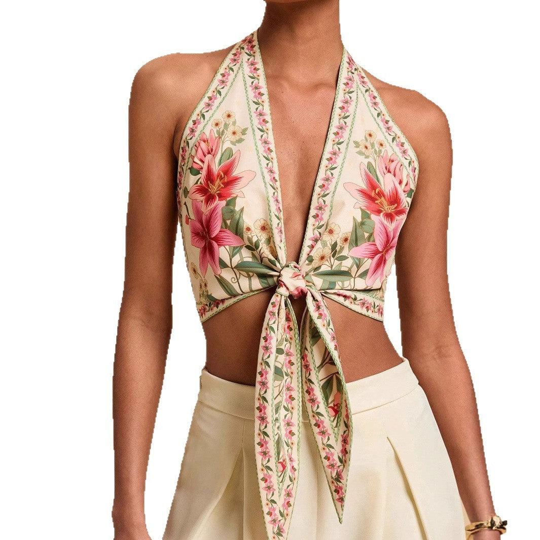Women's Fashion Casual Backless Printed Camisole