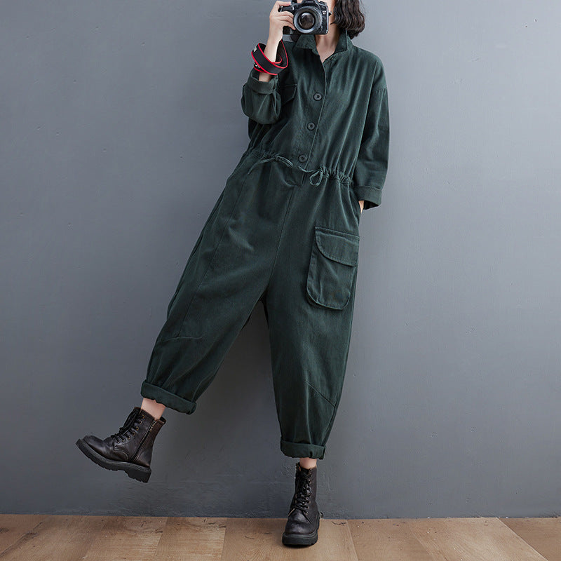 Kvinders Jumpsuit Retro Kunst Og Alsidig Plus Size Løse Bukser I Ét Stykke Efterår Nye Casual Bukser