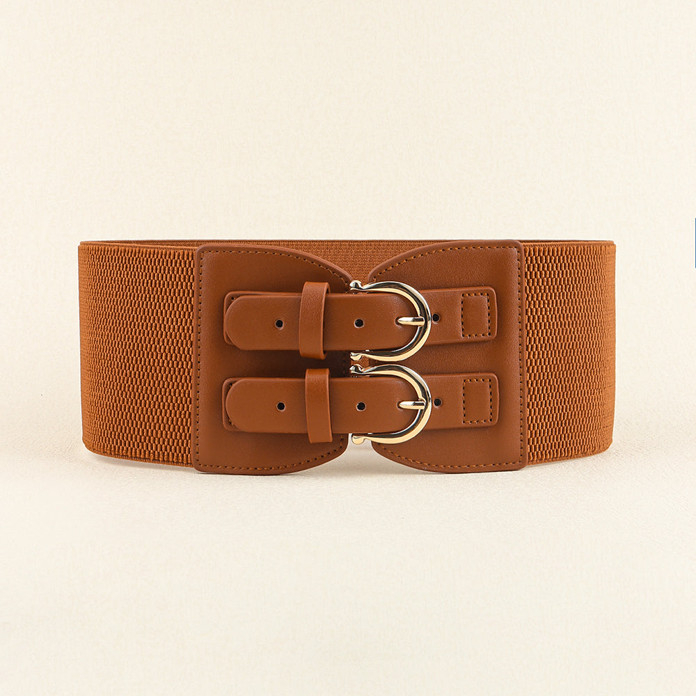 Senior Sense Retro Needle Buckle Waist Seal Elastic Elastic Wide Belt Women's Fashion Belt All-matching Coat Suit