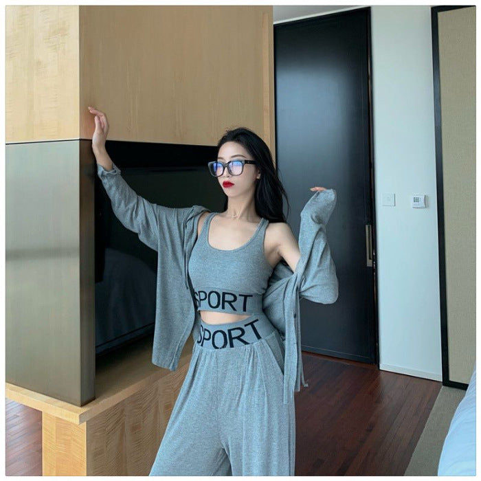 Outerwear Wide-leg Pants Vest Casual Sportswear Set