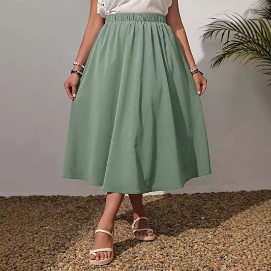 Spring Summer Women's Wear New Fashion Elastic Waist Plus Size Skirt Women