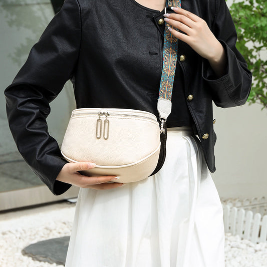 First Layer Cowhide Waist Bag Retro Shoulder Strap