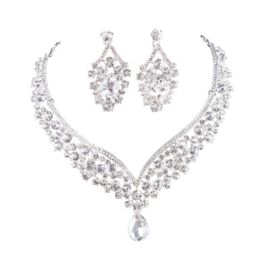 Three-piece Bridal Crown Headdress Baroque Hair Accessory Necklace Earrings