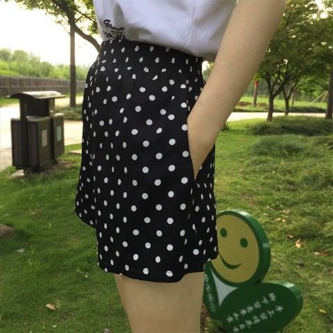 Daisy Polka Dot Chiffon High Waist Wide Leg Shorts