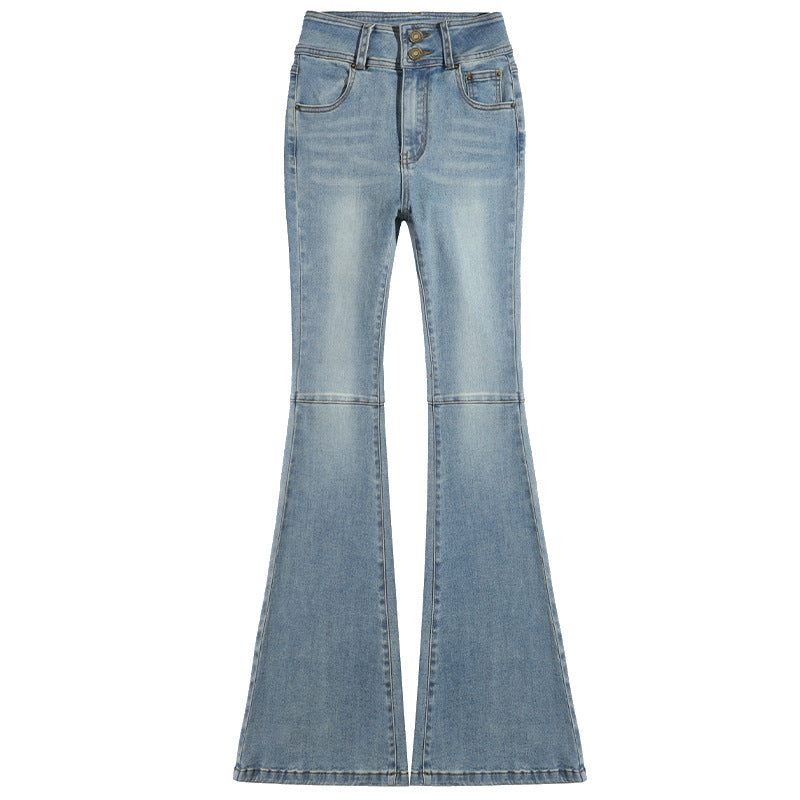 Women's Retro Double-button Skinny Jeans