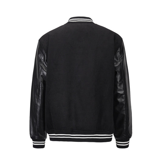 Embroidered Leather Patchwork Sports Casual Jacket Baseball Uniform