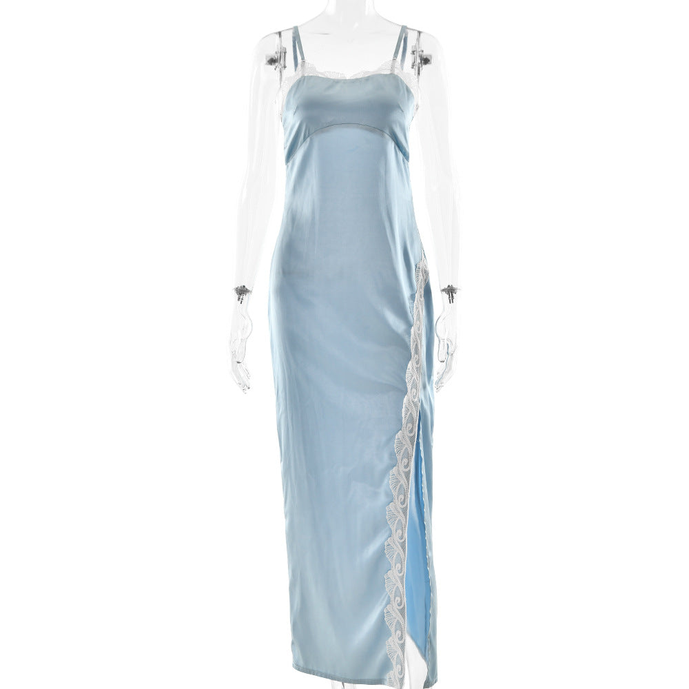 Fashionable Patchwork Sexy Strap Womens Dress