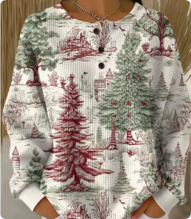 Woolen Button V-Neck Women's Sweater