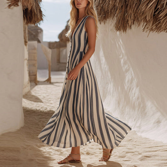 Elegant Beach Deep V-Neck Bohemian Dress