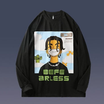 Fashion Cartoon Character Printed Long Sleeve T-shirt Loose Matching Bottom