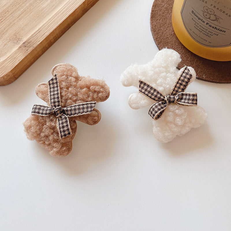 Autumn And Winter Cute Milk Coffee Color Plush Bear Edge Clip