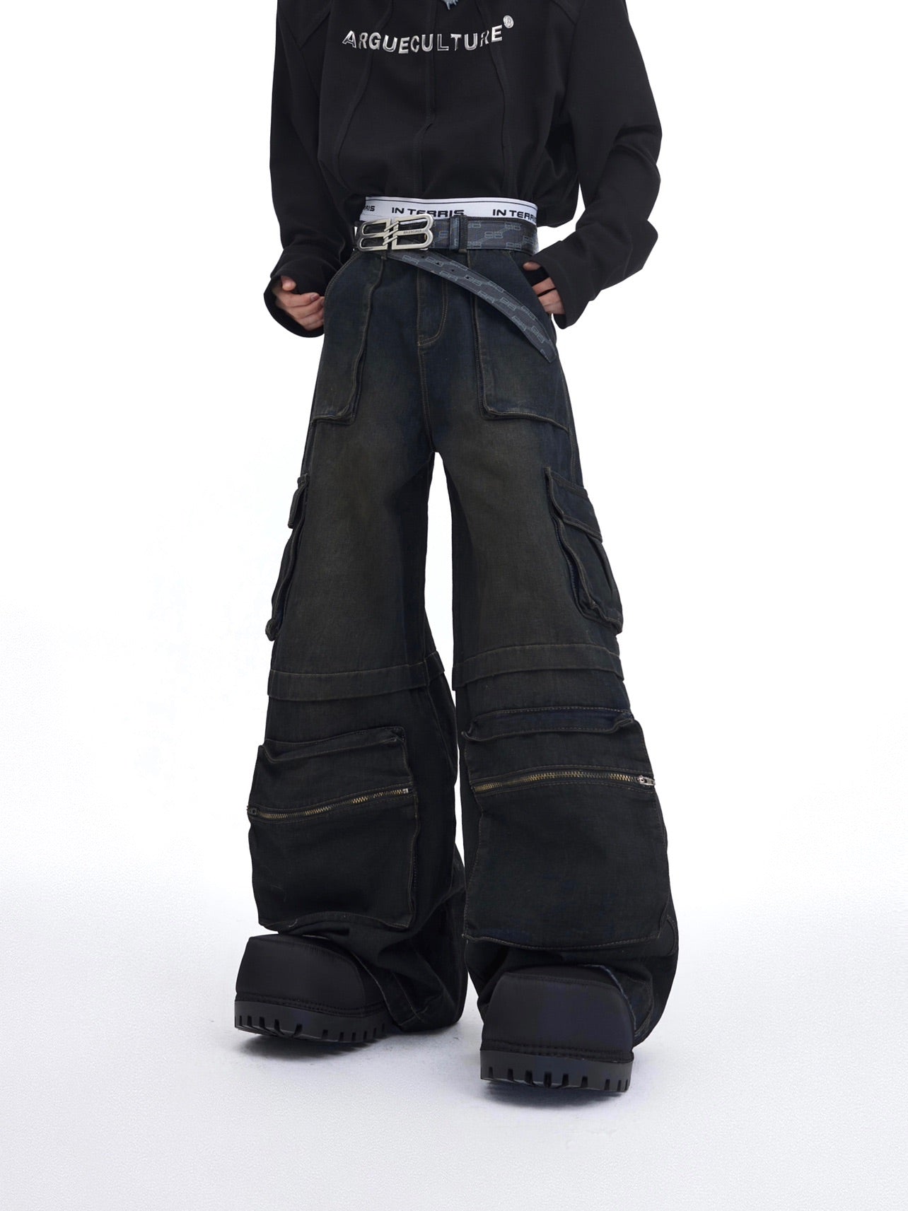Retro Do The Old Cowboy Coat Zipper Large Pocket Overalls