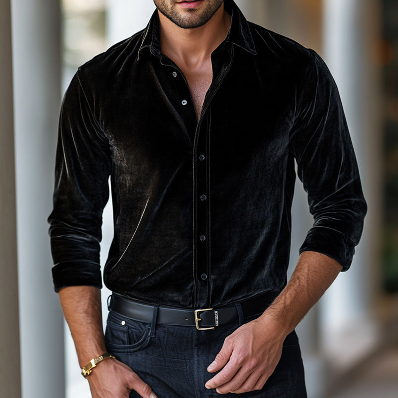 Casual Autumn And Winter Long Sleeve Solid Color Shirt For Men