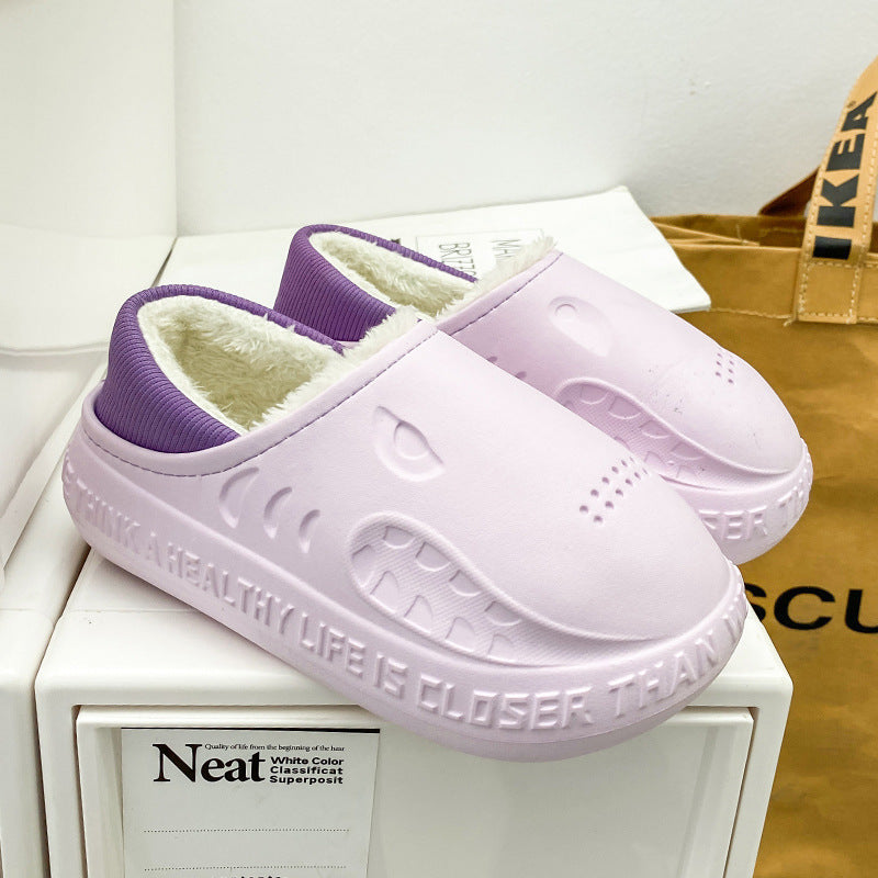 Shark Shoes Winter Soft Slip-on Plush Home Slippers Comfortable House Shoes