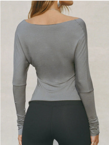 Women's Sports Style Solid Color Long-sleeved Bottoming Shirt