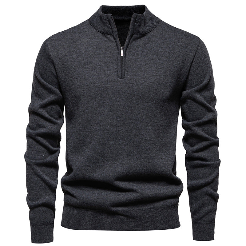 Casual Men's Solid Color Half-zip Sweater