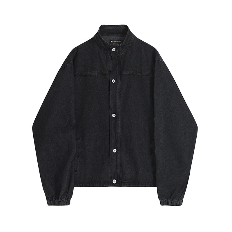 Stand Collar Denim Men's And Women's Autumn And Winter Loose Cargo Jacket