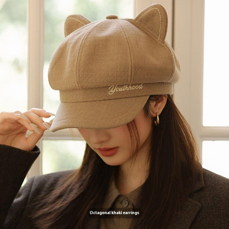 Cute Youth-looking Painter Cap Casual Letters
