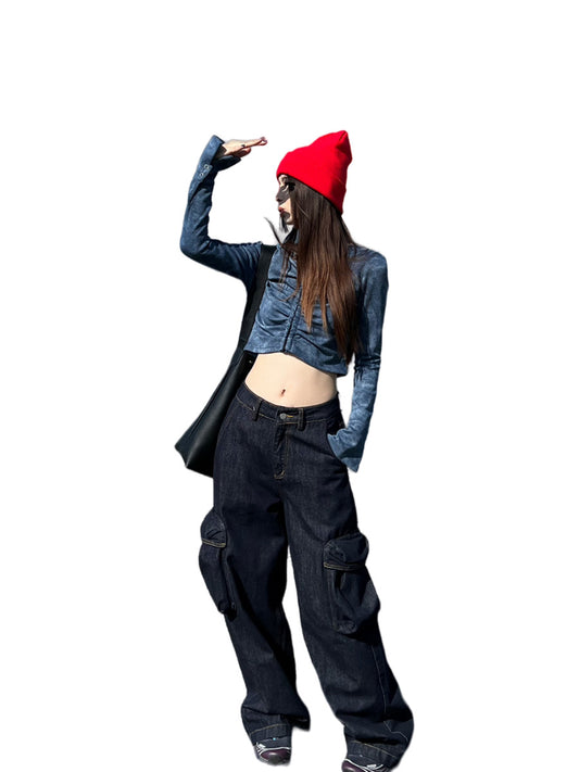 Women's Fashion Retro Street Loose Slimming Work Clothes Jeans