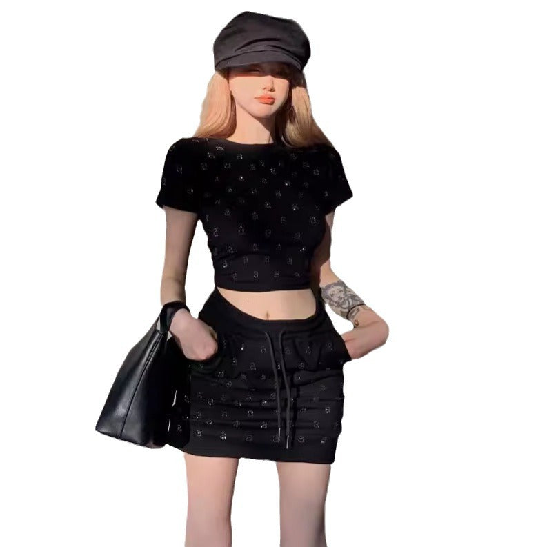 Women's Printed Short-sleeve T-shirt And Skirt Sport Two-piece Set