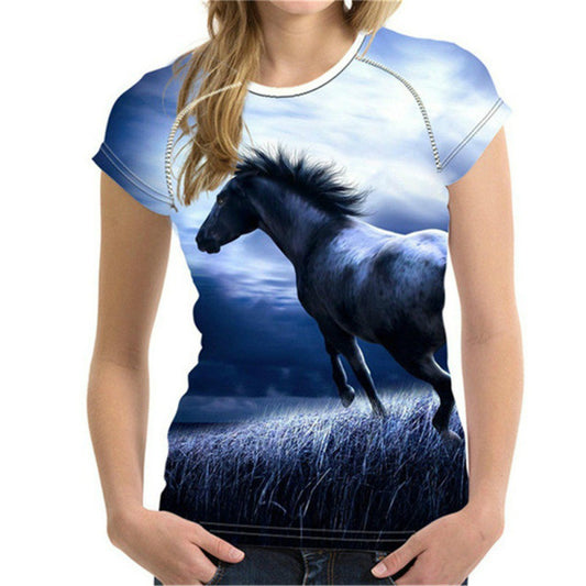 Urban Leisure Pullover Round Neck Digital Printing Short-sleeved Casual T-shirt