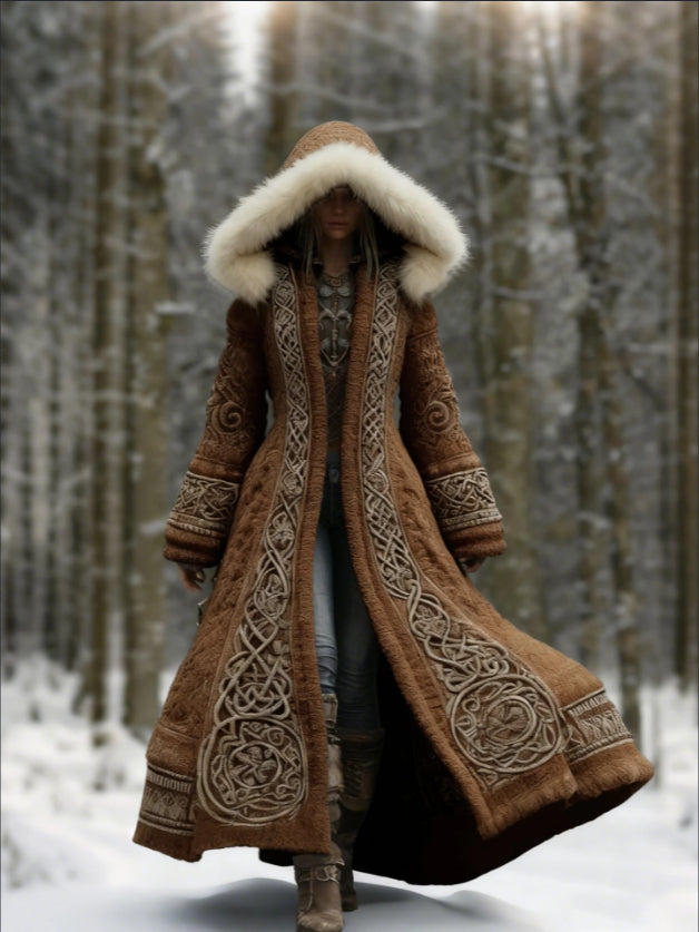 Long Loose-fitting Hooded Coat With A 3D Digital Print