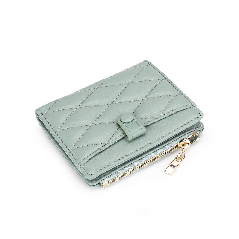 Sheepskin Short Purse Women's Card Bag Ringer Pocket Fold In Half
