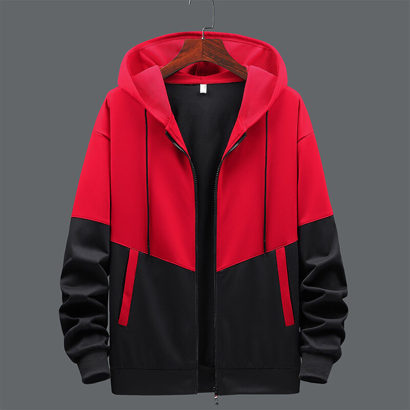 Men's Fashion Zipper Cardigan Long Sleeve Stitching Design Coat