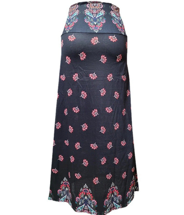 Bohemian Print Leopard Print A- Line High Waist Female Dress