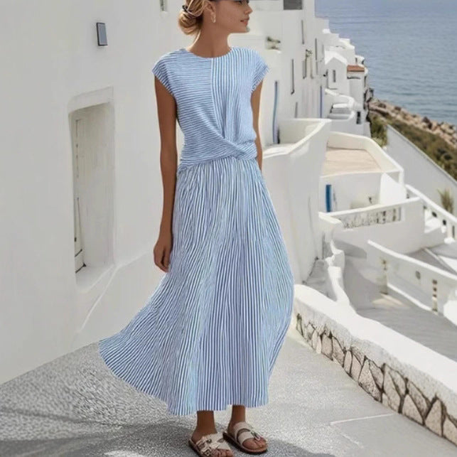 New Style Ruched Womens Figure-flattering Crew-neck Dress