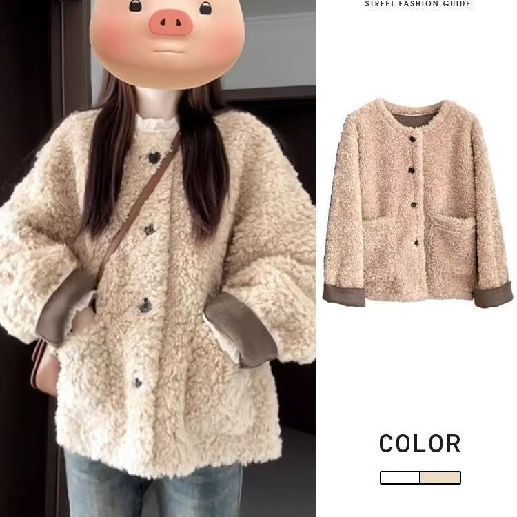 Womens Fluffy Alpaca-fleece Wind- And Down-proof Jacketstylish And Captivating