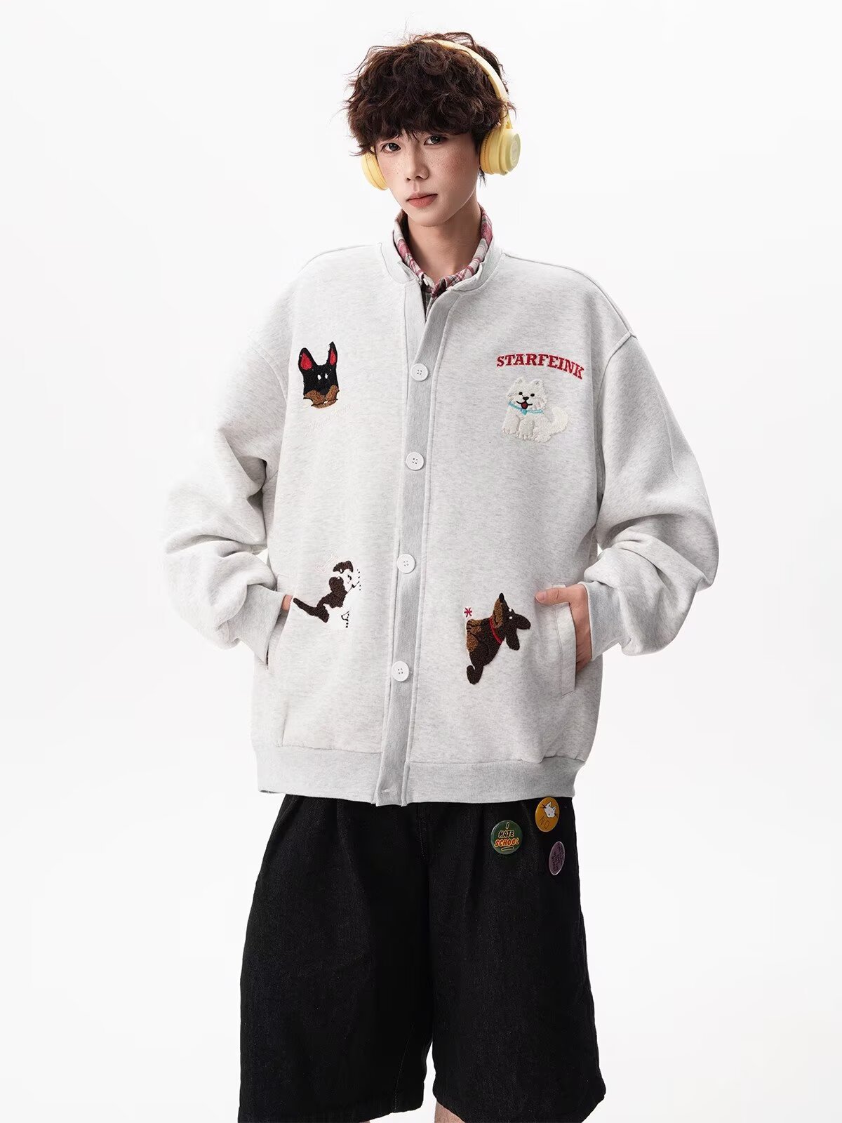 Men's Loose Casual Crew-Neck Couple Jacket Top