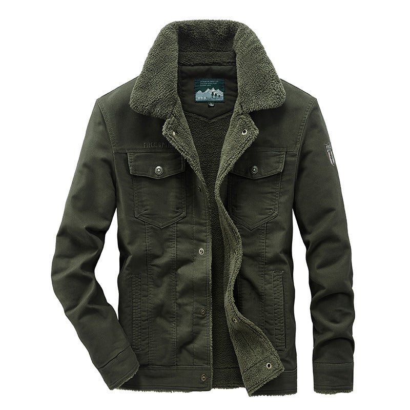 Men's Plus Size Cotton Multi-pocket Thermal Jacket