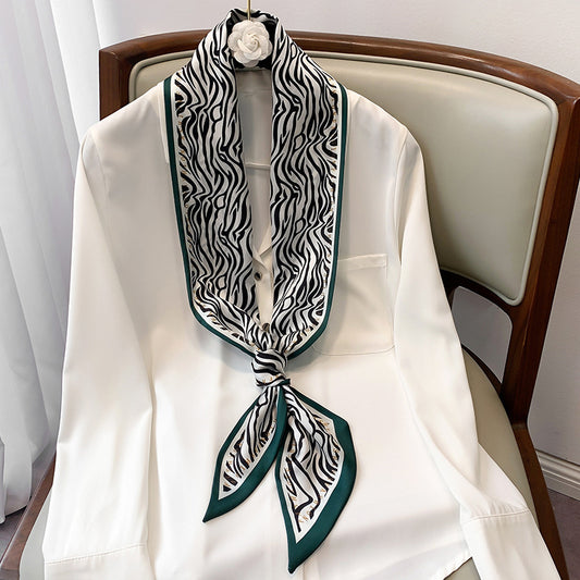 Women's Narrow And Long Silk Tied Bag With Streamer Scarf