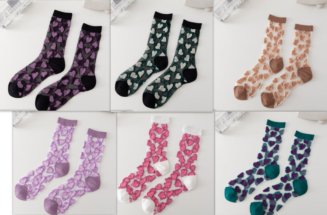 Ladies Socks Love Thin Card Silk Boat Socks