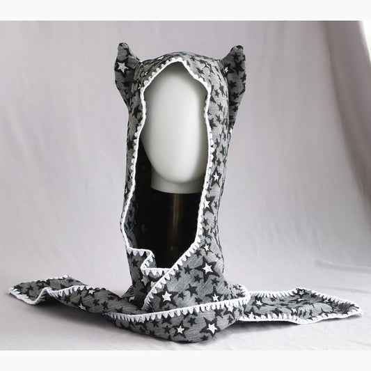 Retro Winter Scarf Hat With Devil Horns For Women Cute Lace Trim