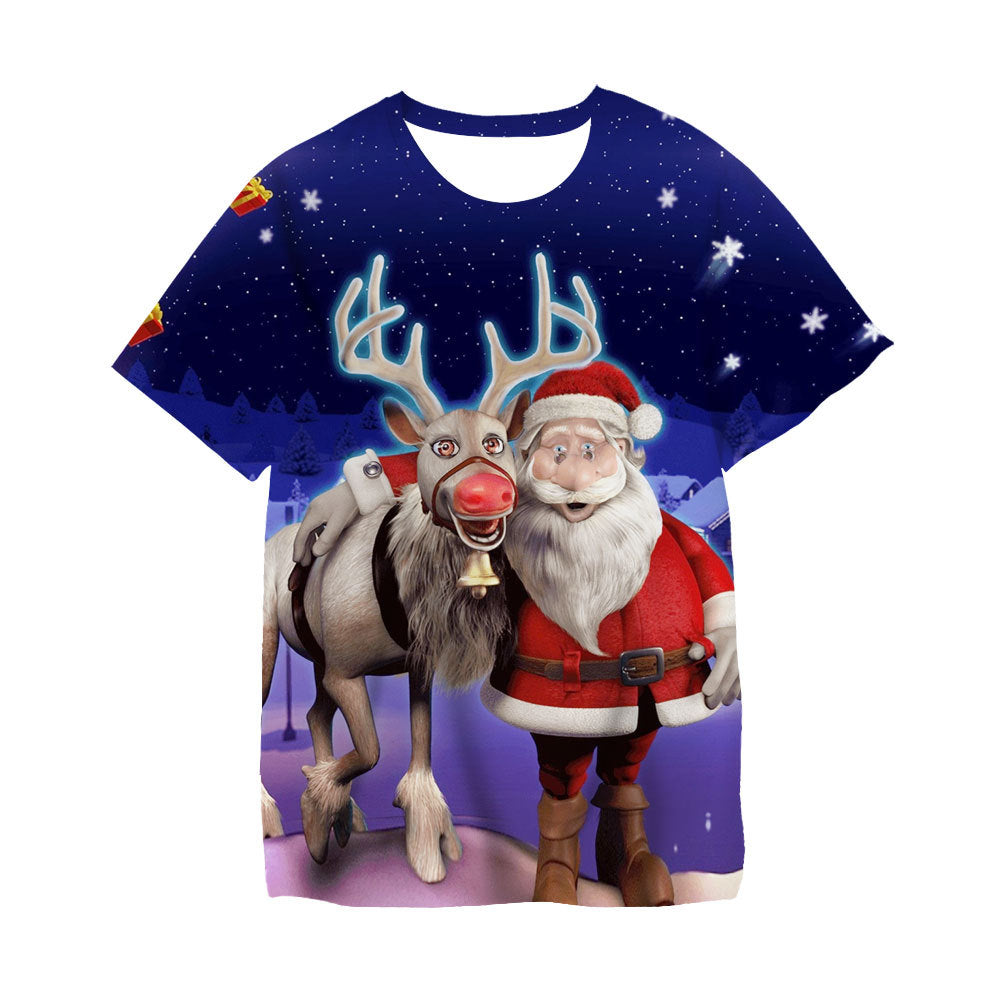 European And American Fashion Summer Cartoon Children's T-shirt Christmas