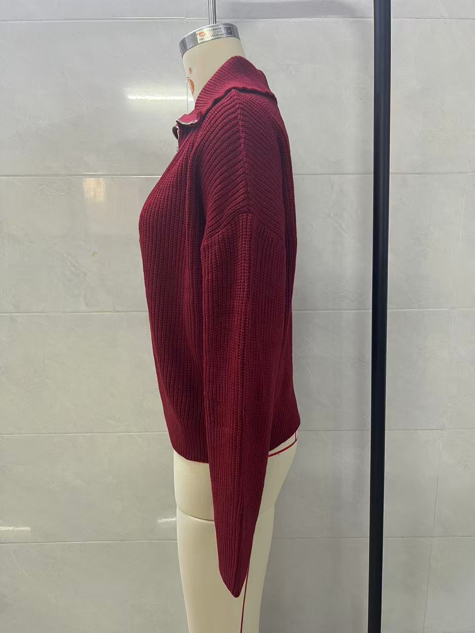 Loose Design Flip V-neck Pullover Women's Knitted Sweater