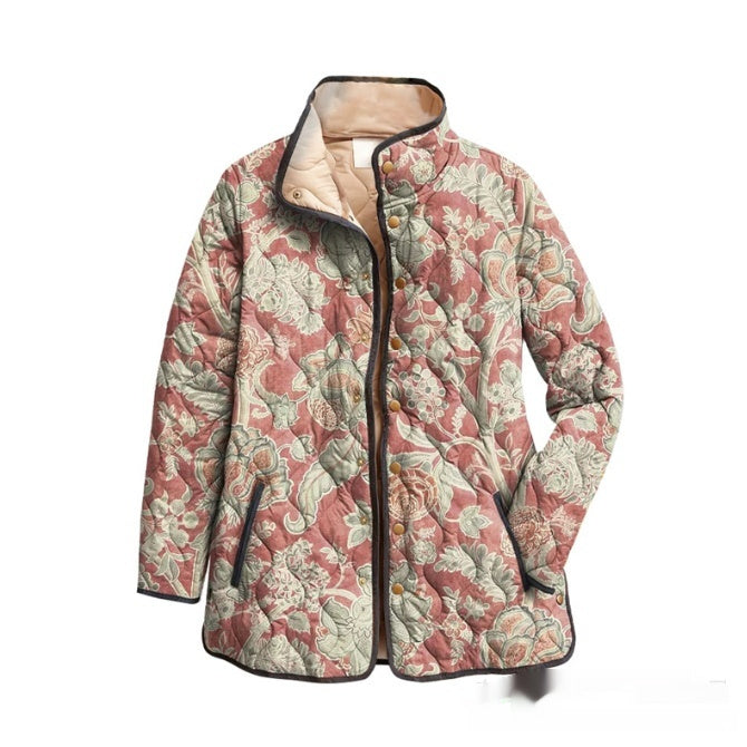 Women's Fashion Tuck Cotton Digital Printing Coat