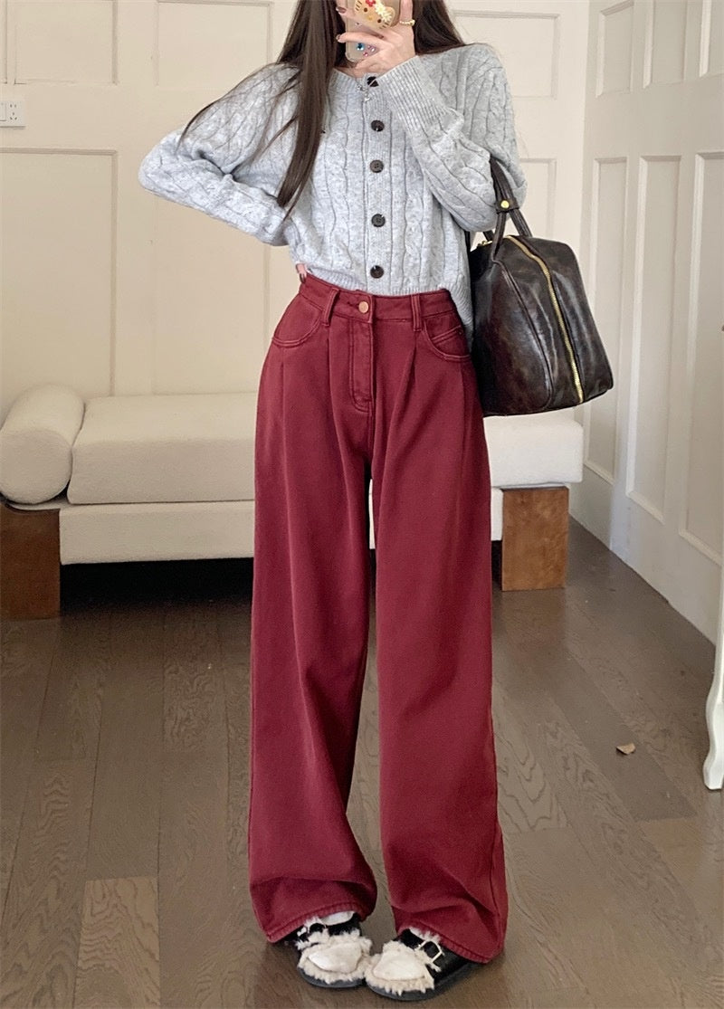 Lyseblå højtaljede slankende og lige alsidige bukser