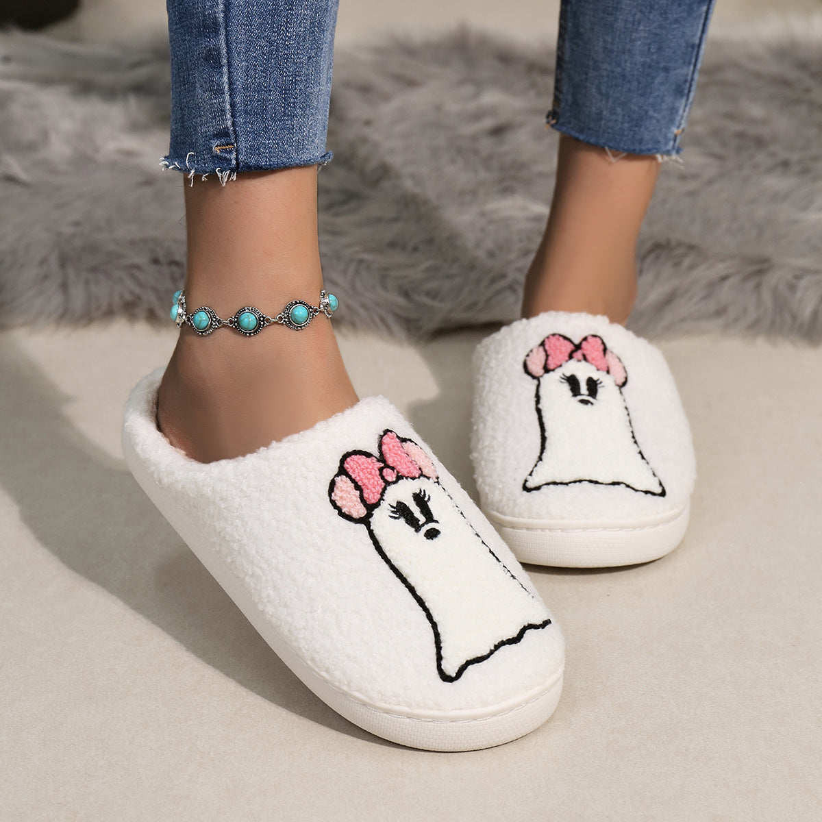 Cartoon Little Ghost Home Slippers Memory Sponge
